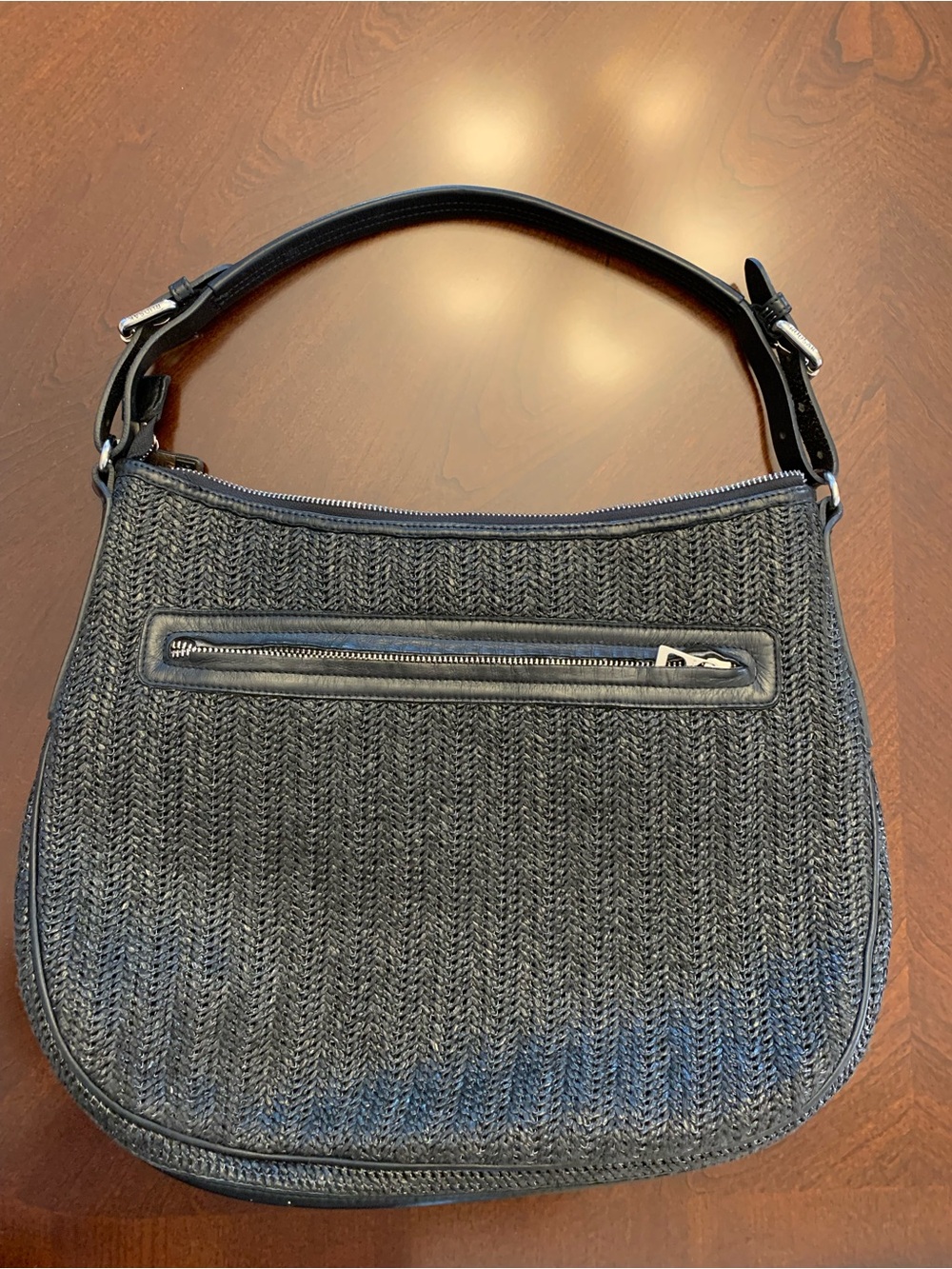 RUDSAK Black Woven Shoulder Bag with Front Zip